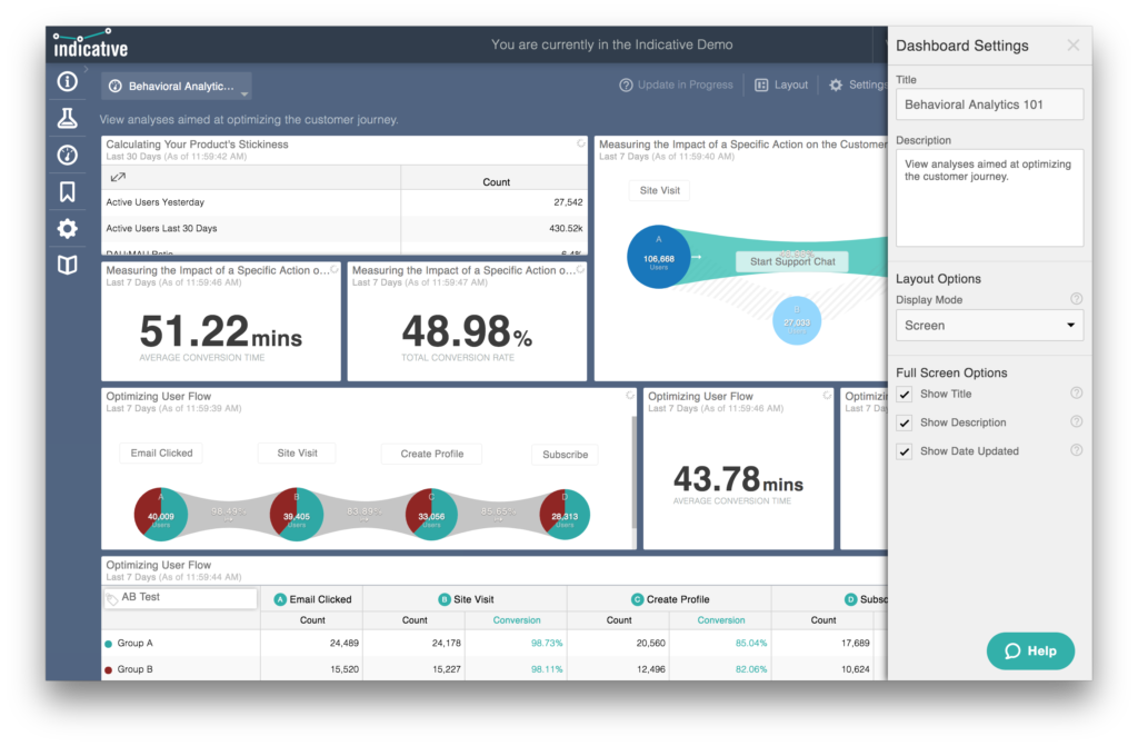 dashboard settings