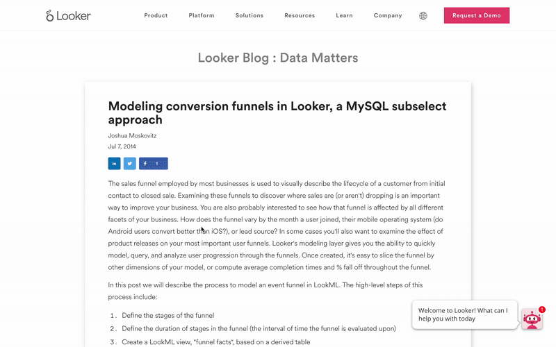 Looker customer analytics funnel guide