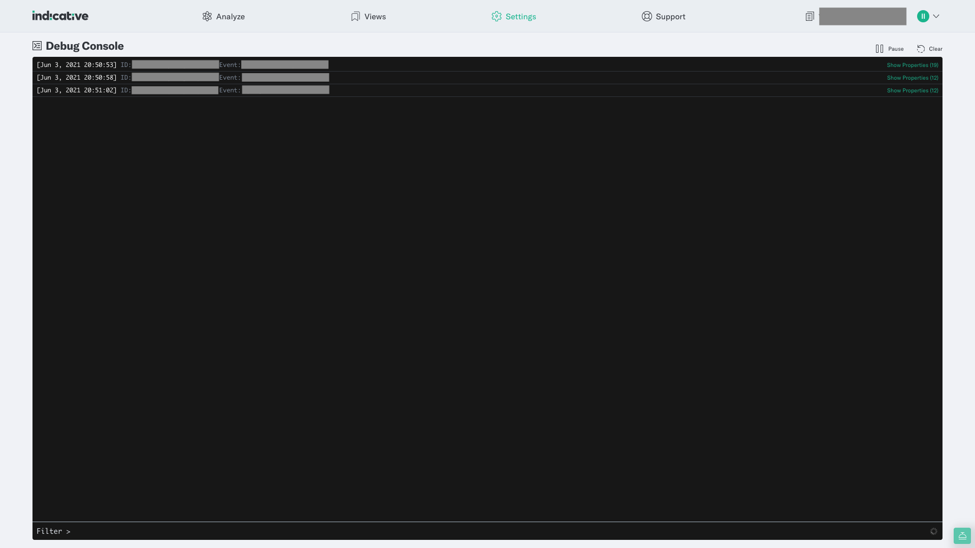 Debug Console Improvements in Indicative