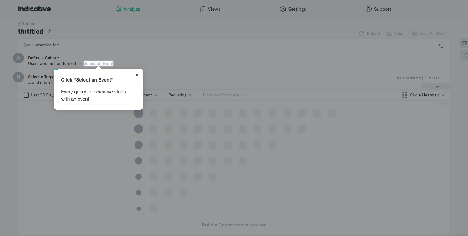 Selecting an Event - Indicative