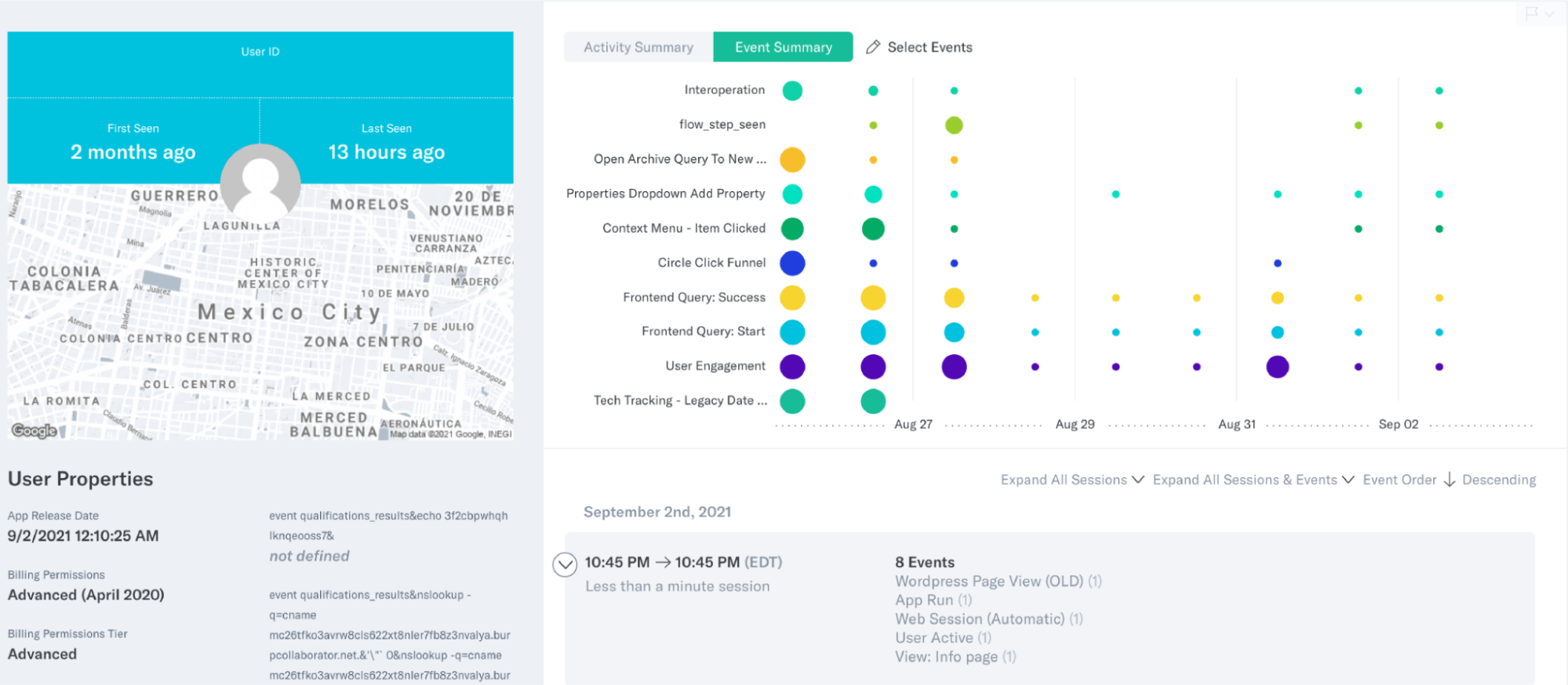 User Activity Timeline update to Indicative